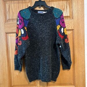 Vintage 90’s Mariea Kim Women’s Sweater Abstract Artsy Gray Pullover Size Med M